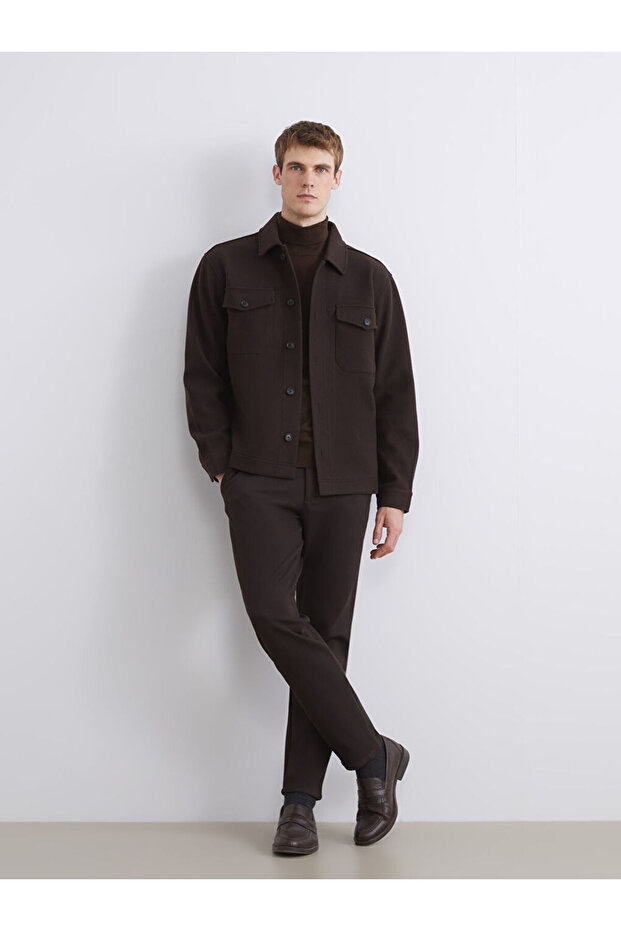 Regular Fit Uzun Kollu Kaşe Erkek Gömlek Ceket - 2