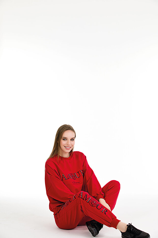 طقم بدلة رياضية ناعمة برقبة دائرية وجيبين من خيوطين - 2