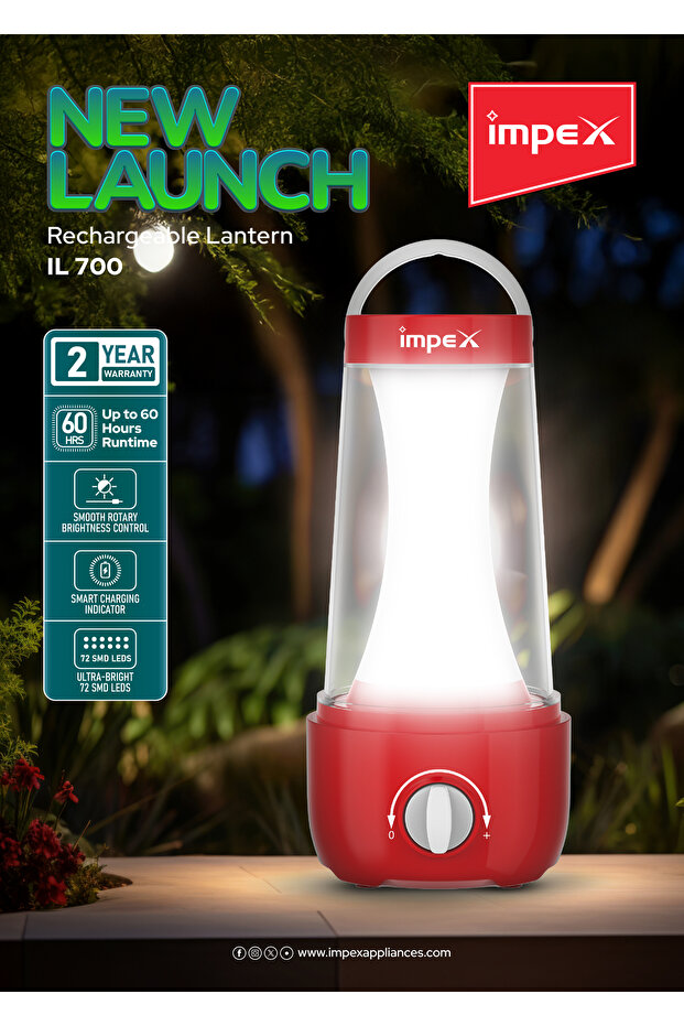 Rechargeable LED Lantern 72 SMD | Up to 60H Runtime | USB Charging | Red & White