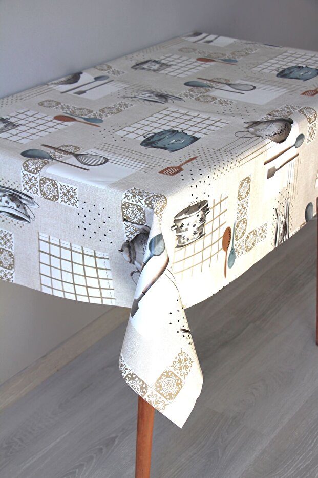 Fiber Erasable Pvc Oilcloth Tablecloth 1222-2 Tencerekaşık
