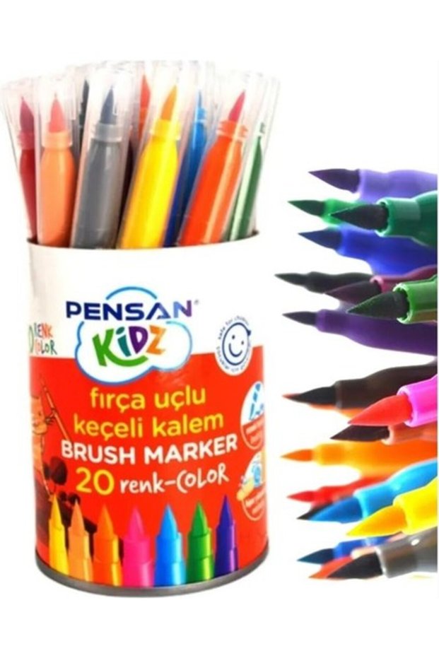 20 Pieces of Felt Pens 1 Pack 20 Colors Brush Tip Felt Pens with Jar Washable 1 Pack