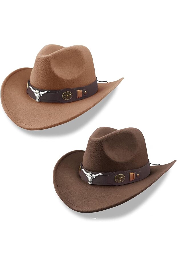 Classic Cowboy Hat Men, Wide Brim Cowboy Hat for Women, Western Style Hat with 2 Replaceable