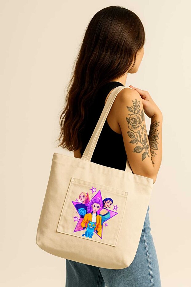 Kpop huntrix baskılı omuz çanta - 1