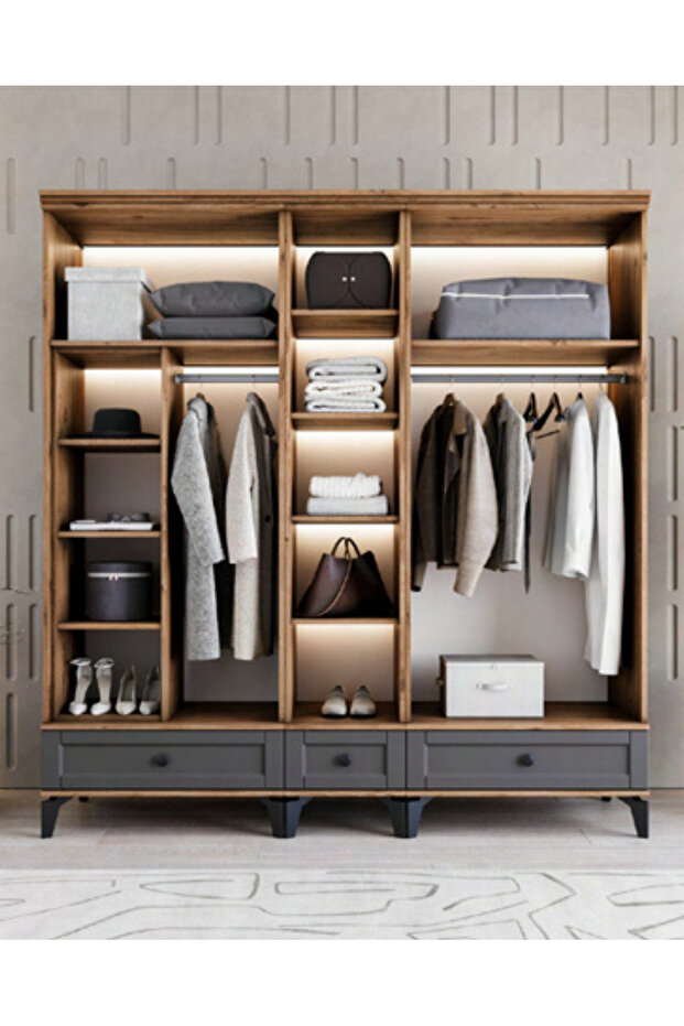 Silva 5 Kapılı Dolap / %100 MDF / Antrasit - 3