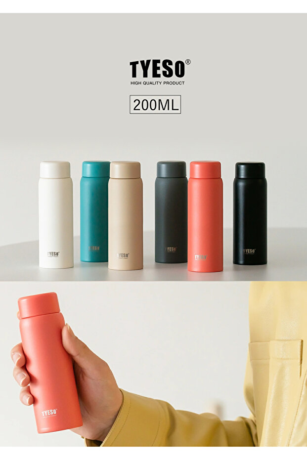 Termos Sıcak ve Soğuk İçecek Su Termosu, Paslanmaz Çelik, Taşıması Kolay, Kahve Bardağı, 200ml - 5