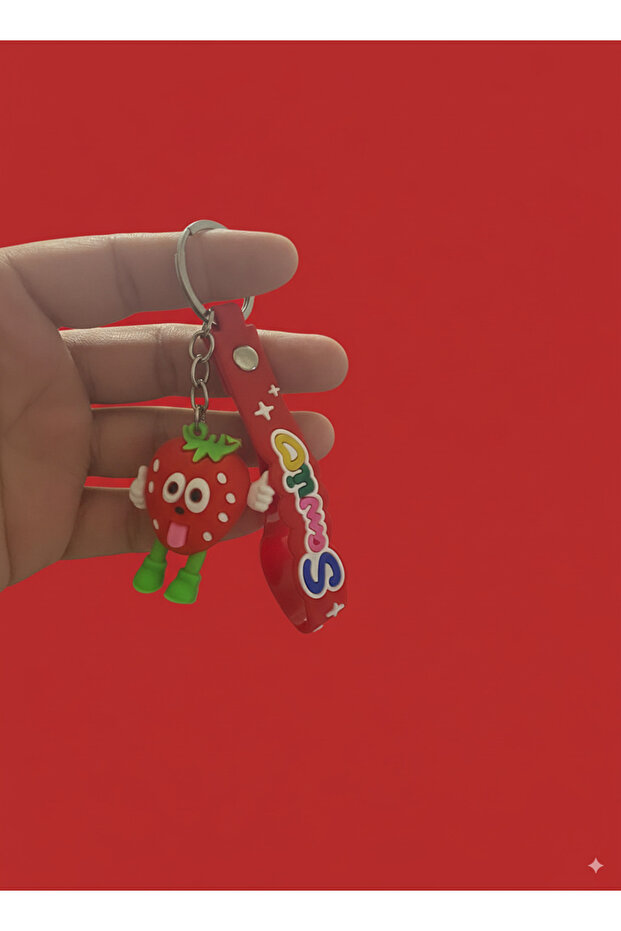 3D Silicone Cute Strawberry Keychain with Tongue, Bag Ornament