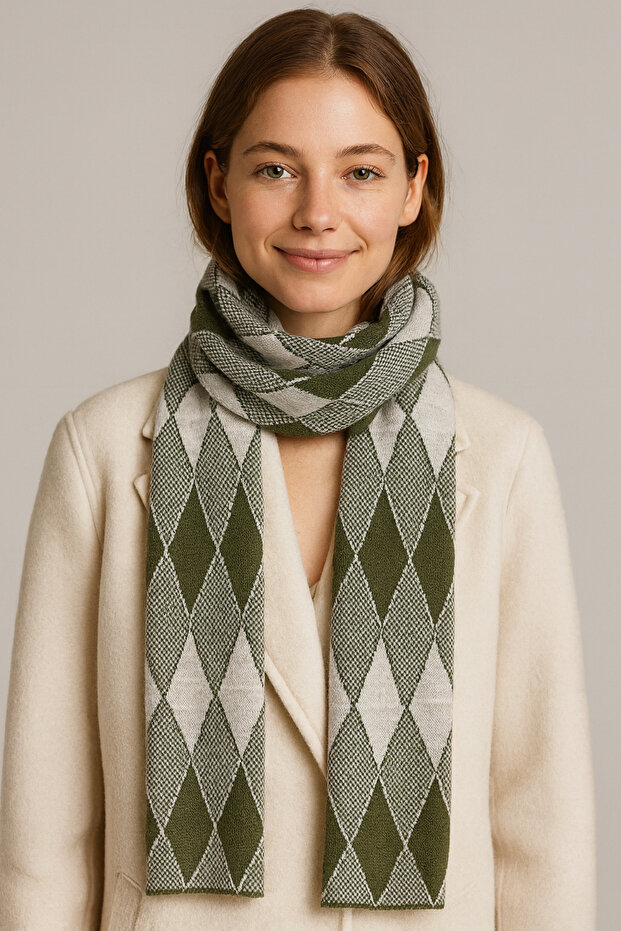 Baklava Patterned Knitwear Scarf