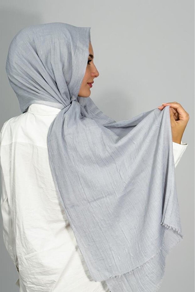 Bamboo Kraş Solid Color Shawl Gray