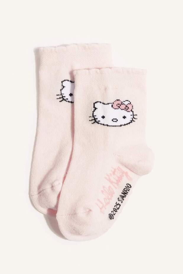 Kız Bebek Hello Kitty Kaydırmaz Taban 3'lü Pamuklu Uzun Çorap F6739A5NS - 2