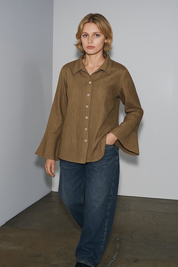 Modern Fit Düğmeli Bluz/Gömlek - 1