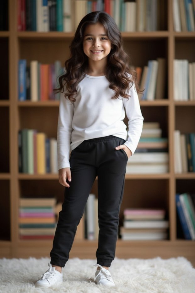 Unisex Children's School and Daily Wear Long Sleeve T-Shirt and Sweatpants with Elastic Cuffs