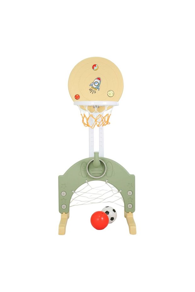 3-in-1 Kids Sports Play Set – Basketball Hoop, Football Goal & Rings for Indoor/Outdoor Fun
