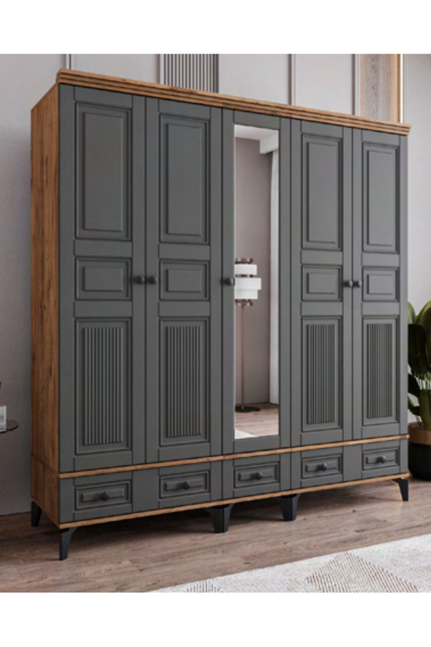Terra 5 Kapılı Dolap / %100 MDF / Antrasit - 2