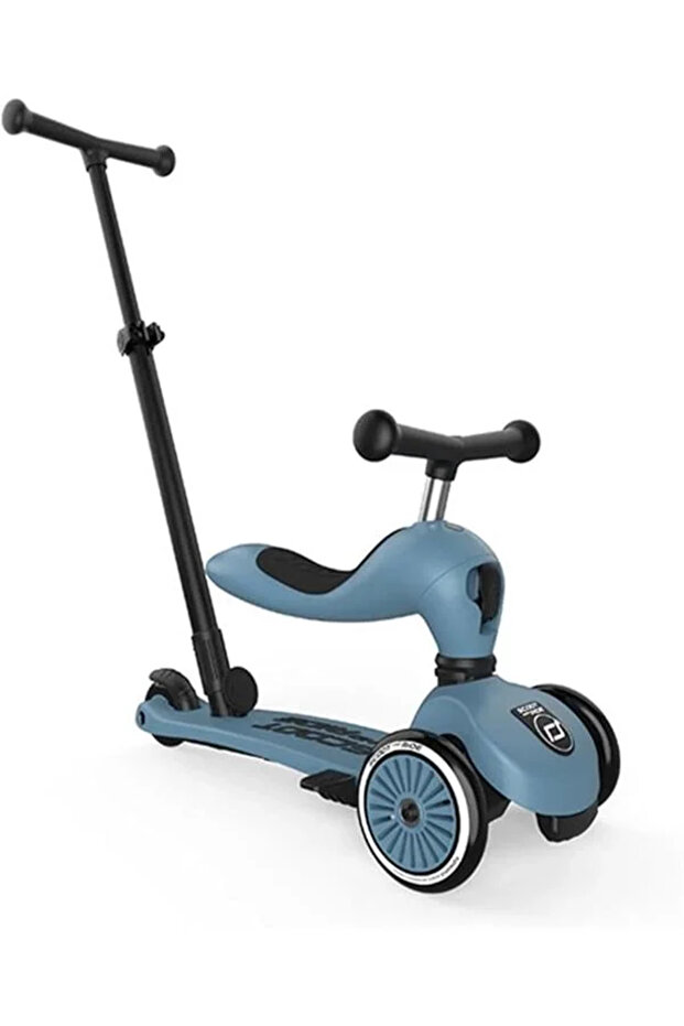 & Ride Highwaykick 1 Push and Go Kickboard oturaklı çocuk er'ı, 2'si 1 arada direksiyonlu - 1