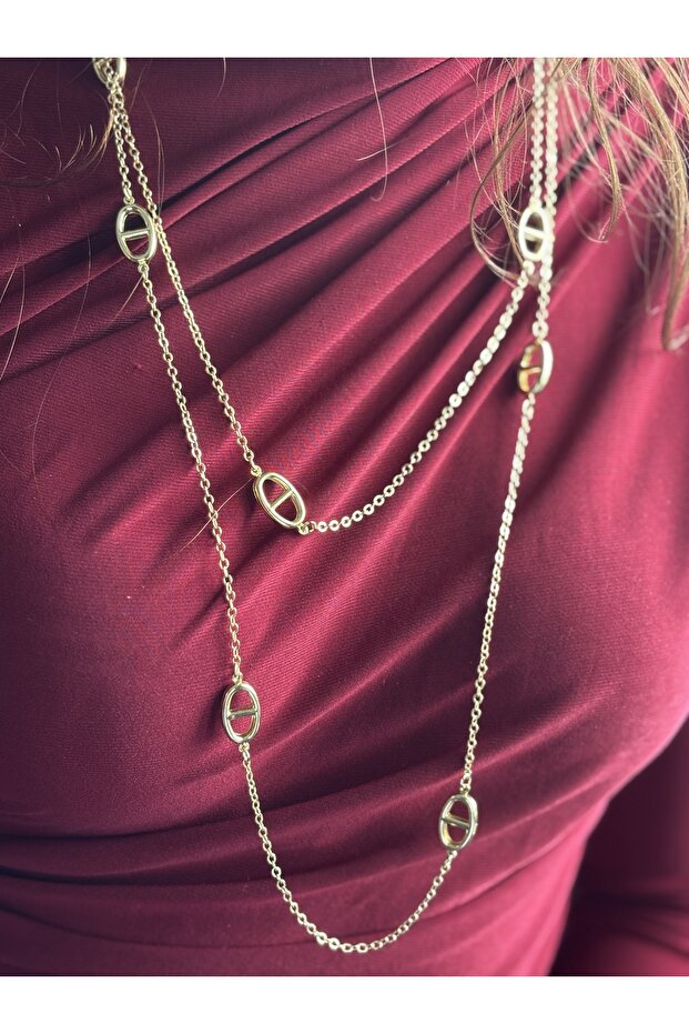 Vip Steel Gold Extra Long Chain Necklace(80 cm)