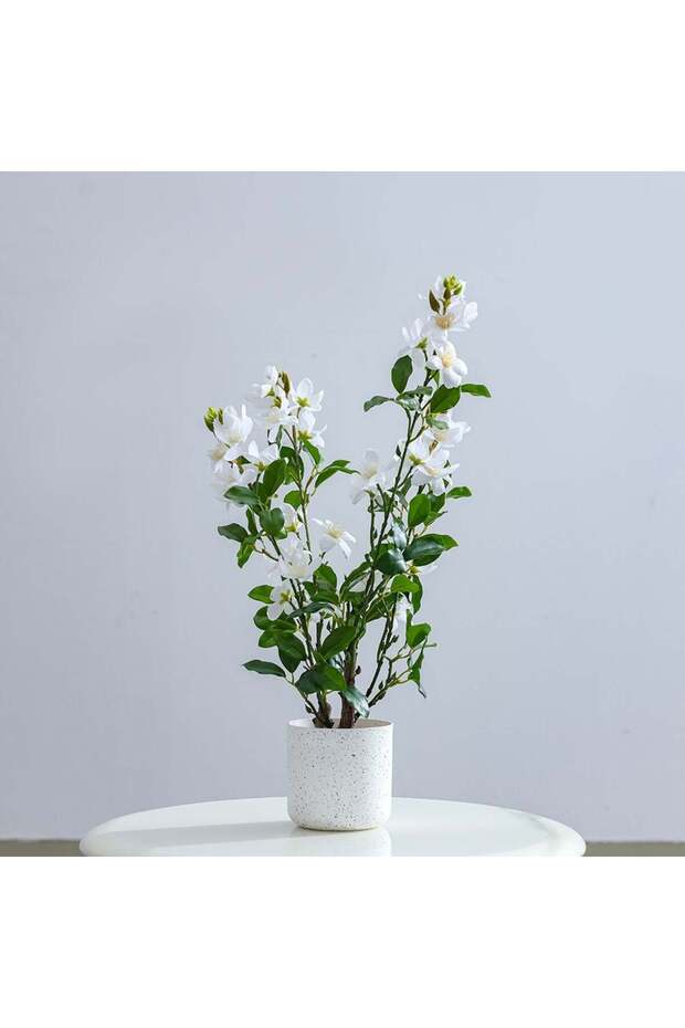 Gardenia Artificial Plant – 55cm | Faux Blooming Shrub for Elegant Indoor Realistic Décor Collection