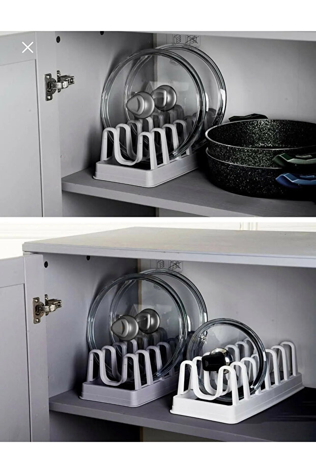 2 organizéry na veko hrncov - 6 priehradiek Organizér na veko hrncov - 1