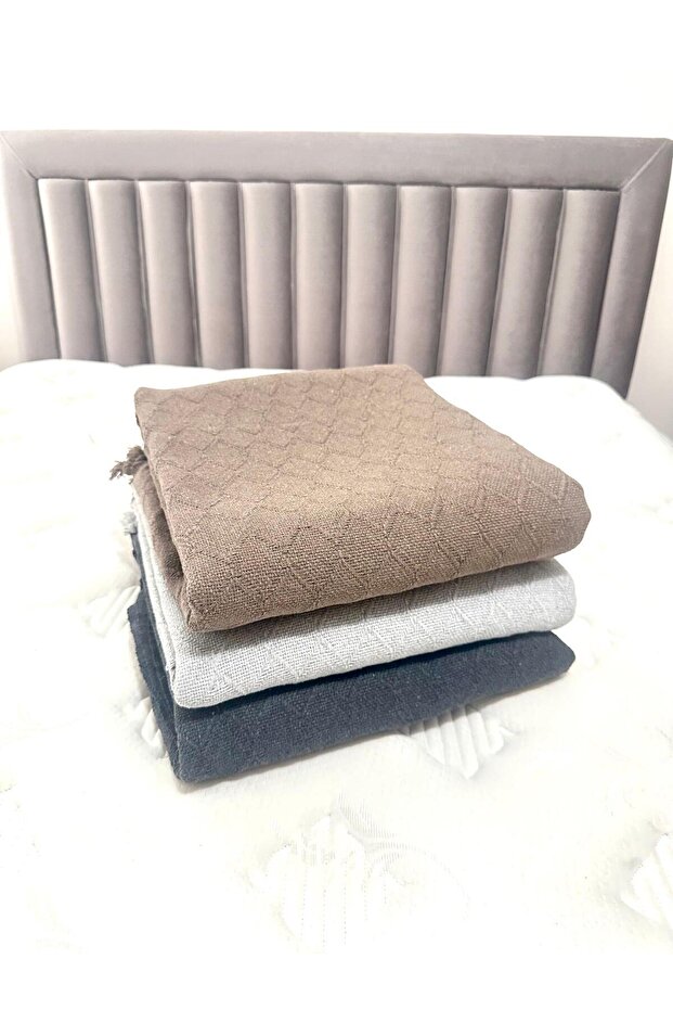Double Size Diamond Pattern Knitted Pique Set (Multi-Purpose Blanket) Oversized Size - 6