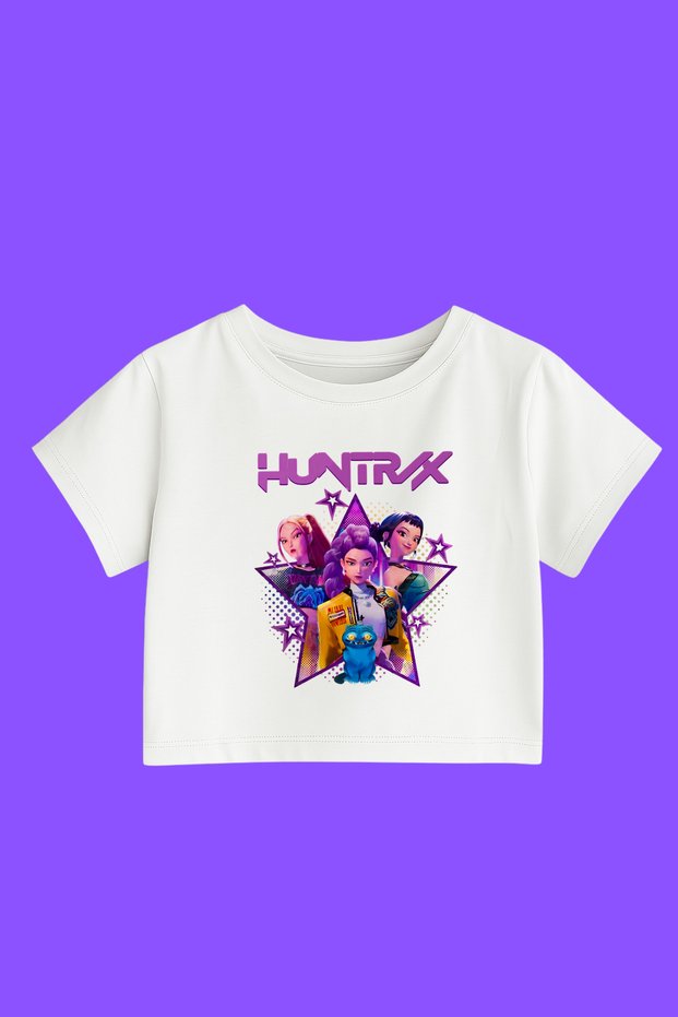 K-Pop Demon Hunters Huntrix Printed Cropped Crop Top Slim Fit