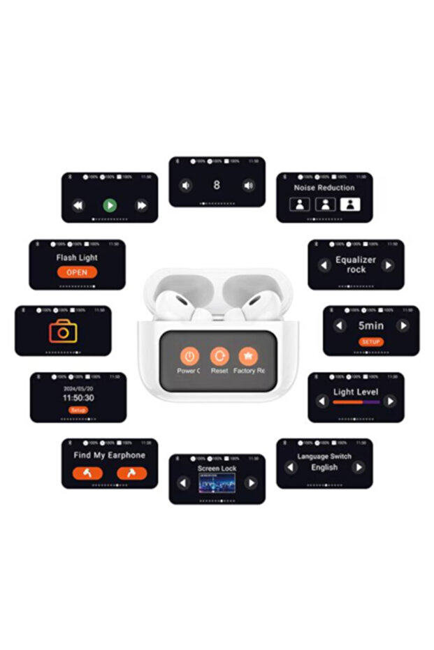 Digital Kala Bluetooth Wireless Ear Buds Pro with Touch LED Display, White - 4