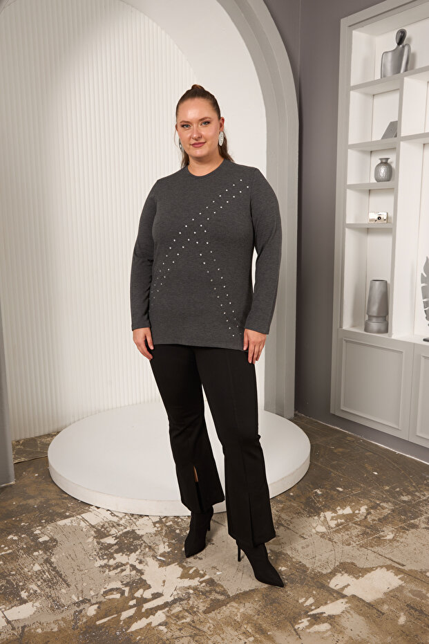 Plus Size Geometric Stone Blouse - 5
