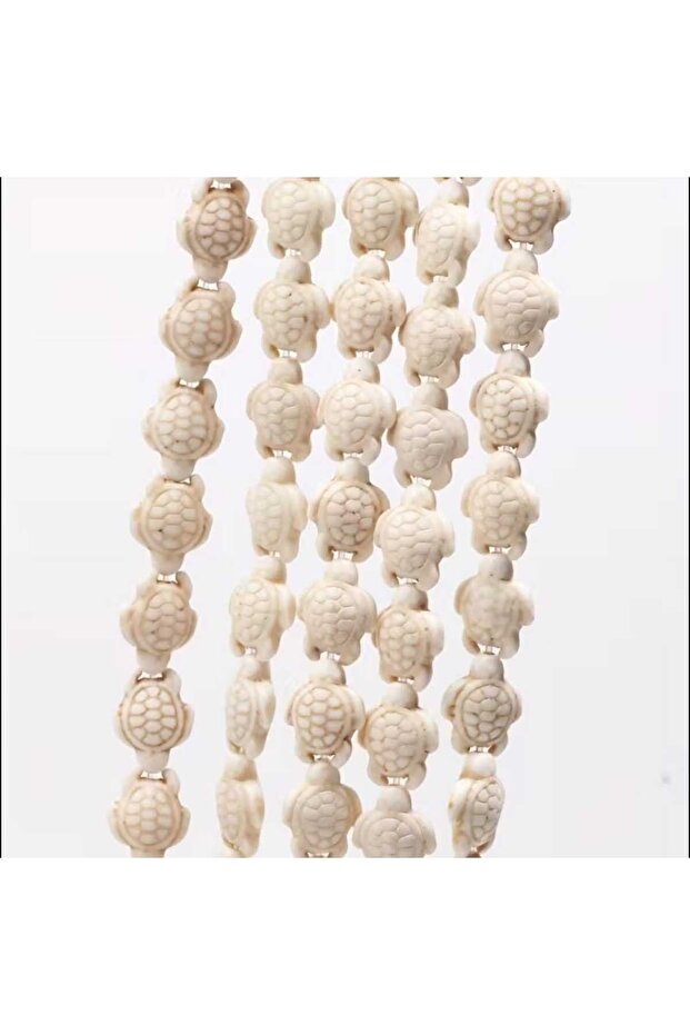 1 String (20-22 Pieces) Cream Color Squeeze Natural Turtle Beads Jewelry Crafts Handicraft Supplies