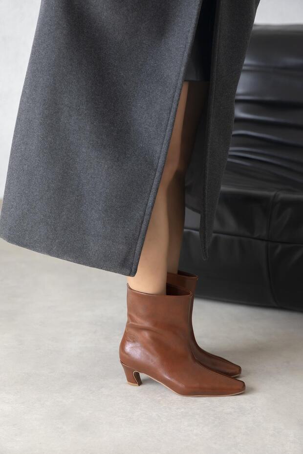 Viva Kadın Kırışık Deri Bot Taba - 6