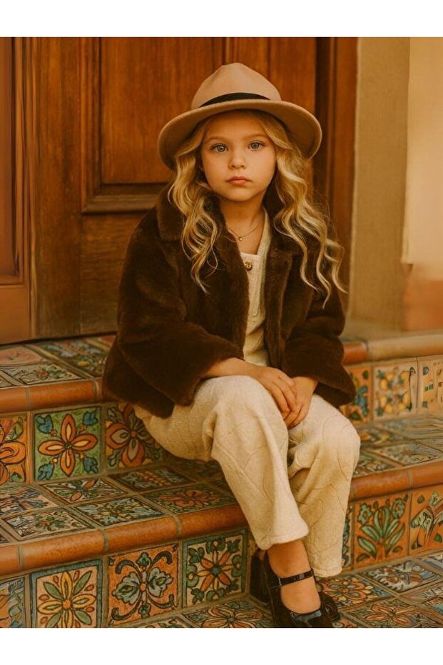 Girl's Stylish Plush Coat with Lining