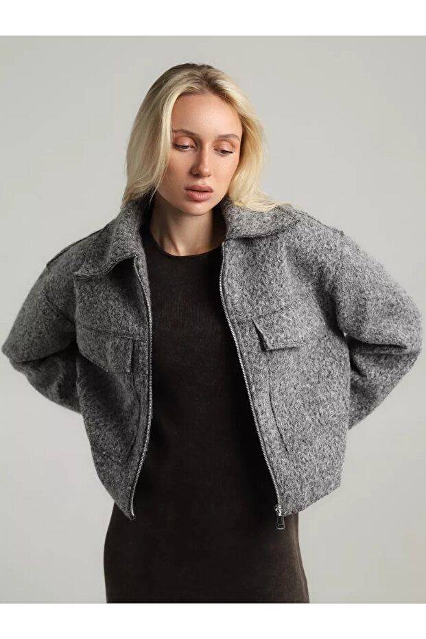 kadın kısa crop ceket - 2