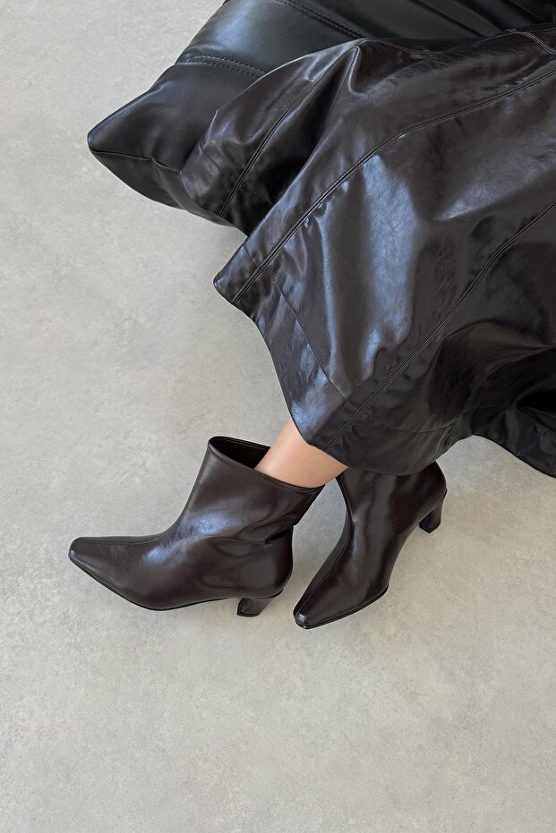 Viva Kadın Kırışık Deri Bot Kahve - 5