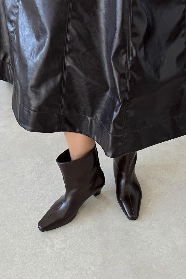 Viva Kadın Kırışık Deri Bot Kahve - 4