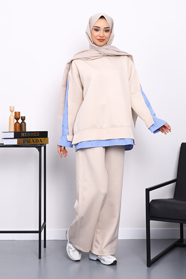Stone Shirt Garnished with Scuba Sweat Pants