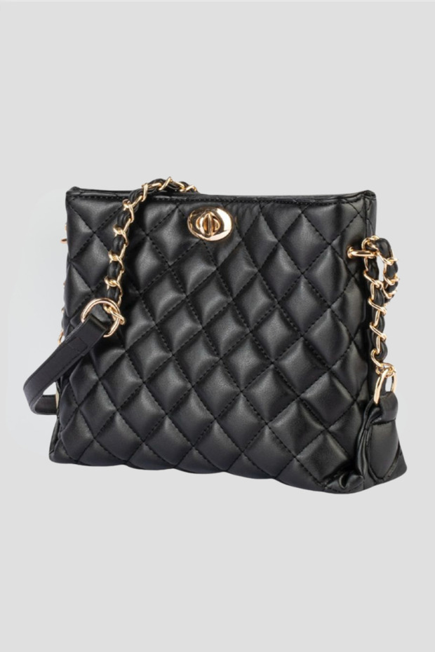 Women's Black Chain Detailed Hand & Shoulder Bag C3008
