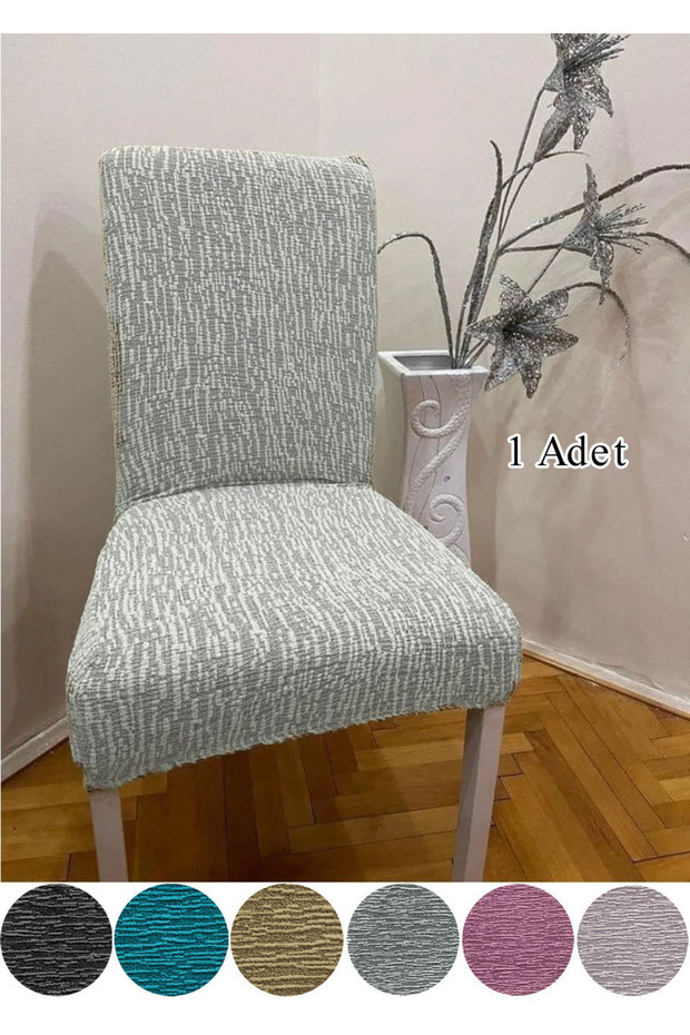 Jakarli Sandalye Örtüsü Çubuk Desen Yüksek Esnekli Sandalye Kılıfı (1 Adet) - 1