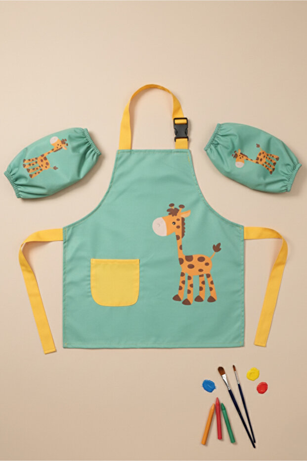 Liquid-Proof Children's Activity Apron and Sleeves – Ages 2-10, Adjustable Painting Apron