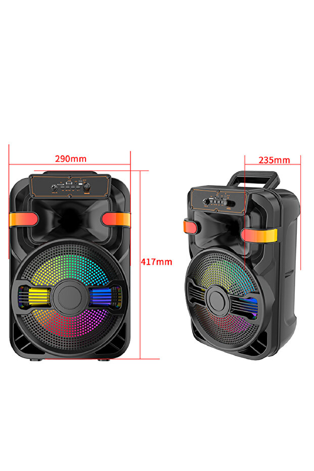 Wireless Bluetooth Speaker, Stereo Sound, TF Memory, USB Port, Rechargeable Microphone Port - 5