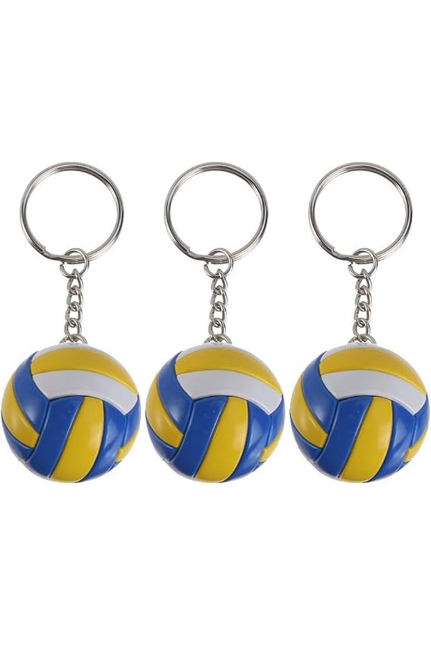 3-Pack Volleyball Keychains, Round Volleyball Keyrings for Backpacks, Sports Party Favors, U