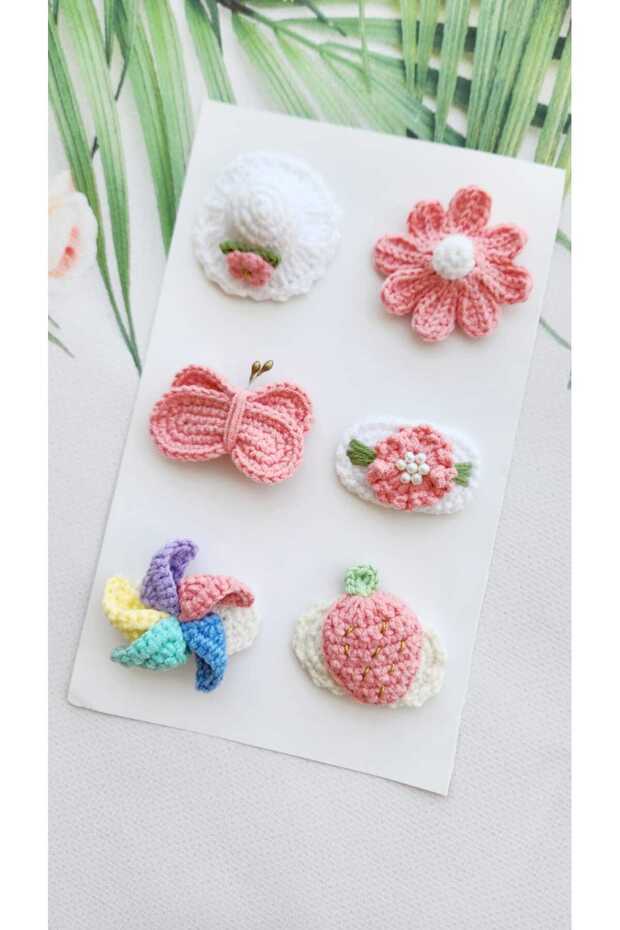 Newborn Baby Hair Clips Antiallergic Mixed 6-Piece Clip Hairless Baby Hair Clips Handmade Baby Gift Set