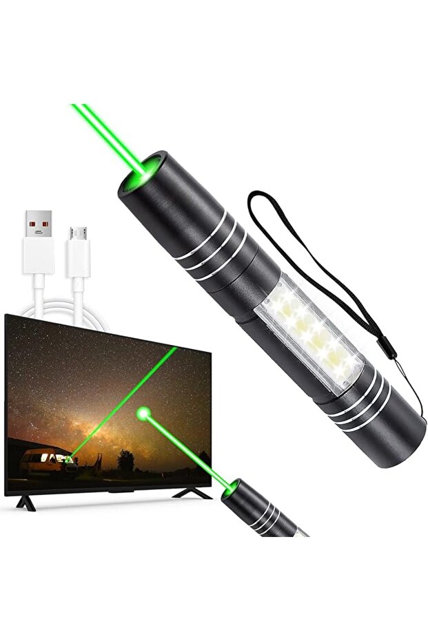 Rechargeable 2 in 1 Green Light & EDC Flashlight Long Distance Range for TV/LED/LCD Screens Tactical