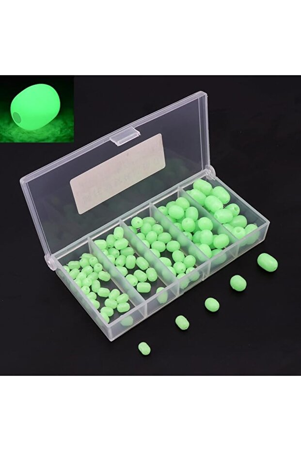 100pcs Soft Plastic Luminous Glow Fishing Beads, Plastic Oval Shaped Beads Round Beads Fishing Lures