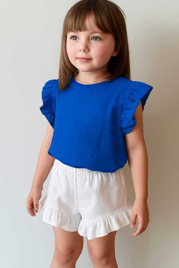 Girls' Linen Shorts Set White Shorts Set