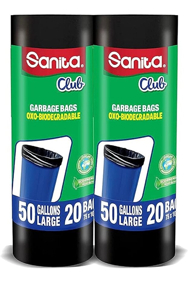Garbage Bags Twin Pack Roll, 50 Gallons Large, 40 Bags