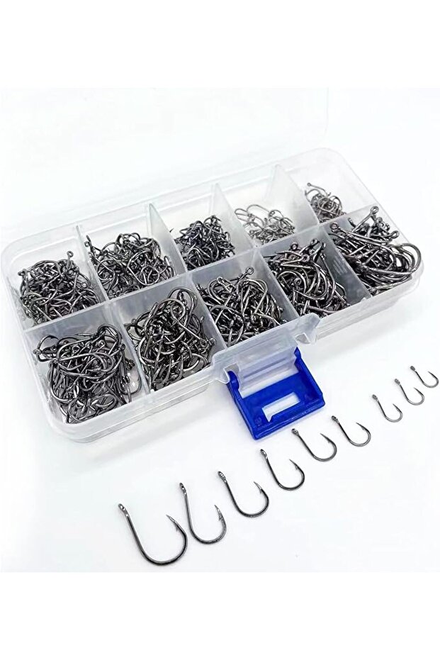 600pcs Fishing Hooks Set High Carbon Steel Jig, Fishing Hooks Set with Plastic Box Strong Sharp Fish