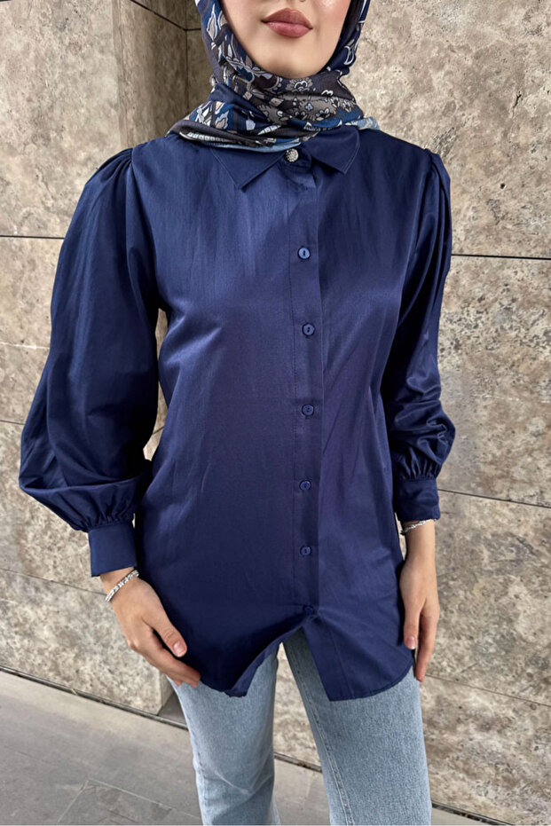 Basic Gömlek - Lacivert - 3