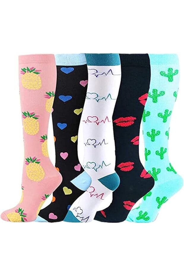 5 Pairs Compression Socks for Women & Men Circulation-Compression Socks 20-30 Mmhg-Best for Running,