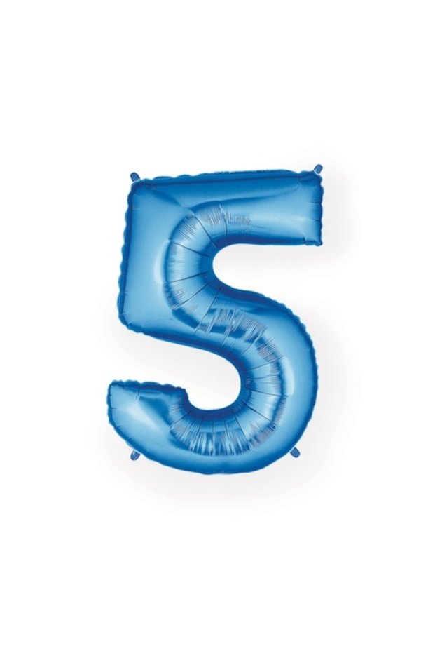Foil Balloon Number 5 Blue, 101 cm