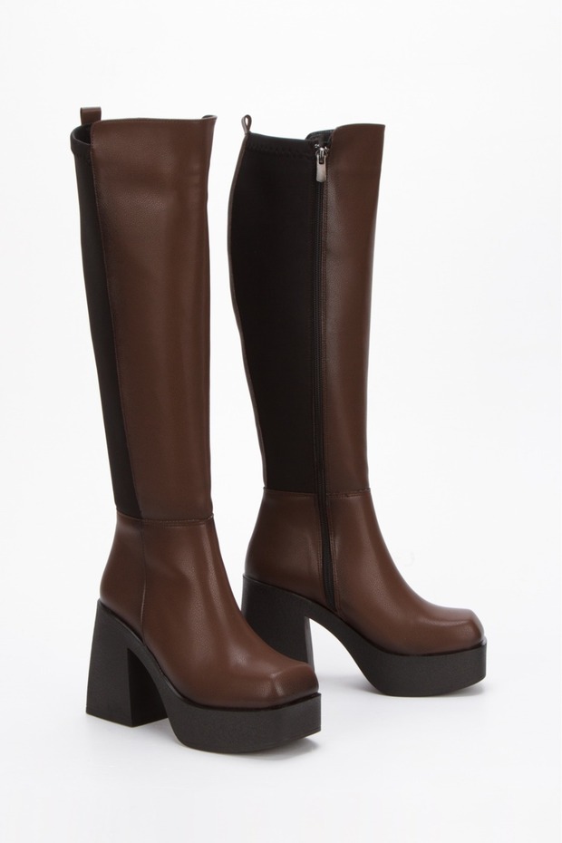 Platform Heeled Boots - 4