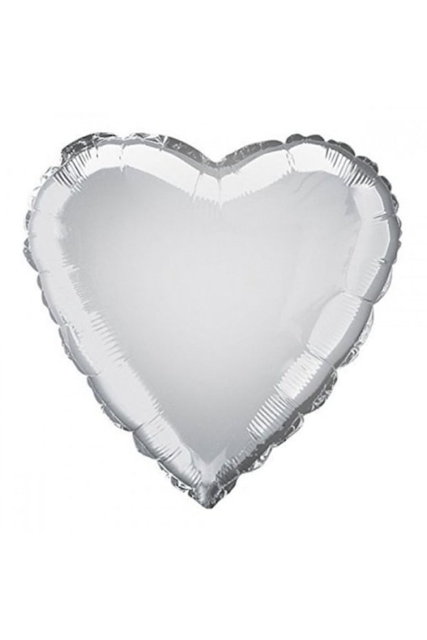 Heart Foil Balloon, Silver, 45cm