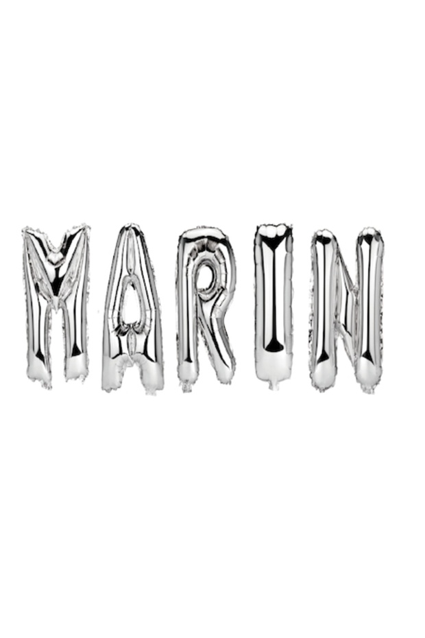 Marin Name Balloon Set, Silver, 40Cm