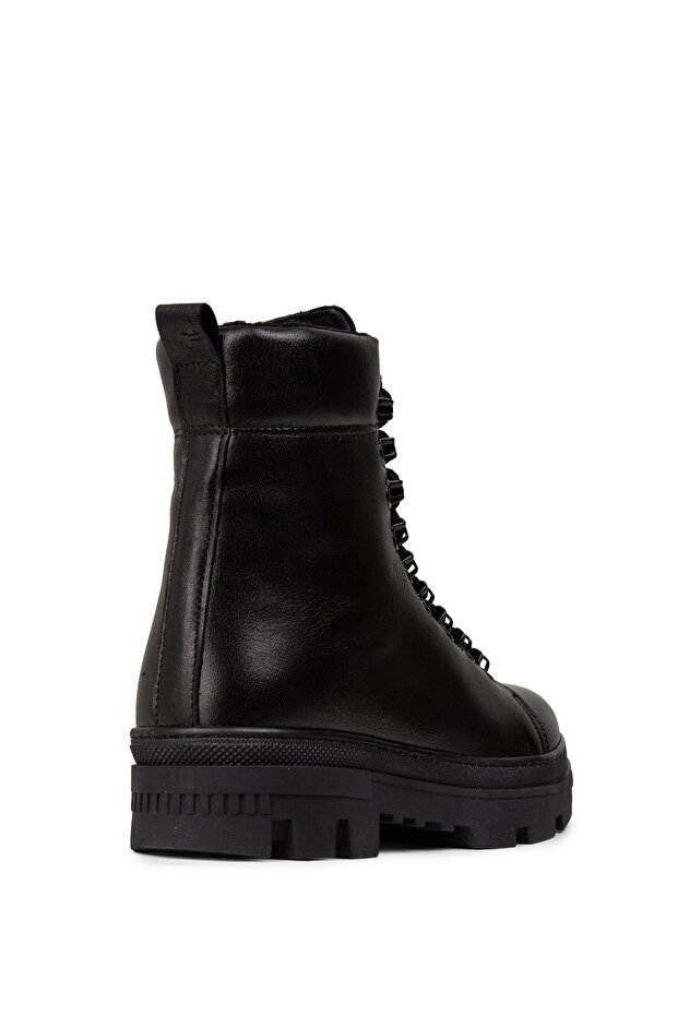 Kadın Siyah Hakiki Deri Fermuarlı Postal Bot - 2